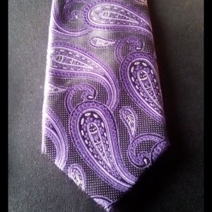 Brand Q 100% Silk Black & Purple Paisley Tie